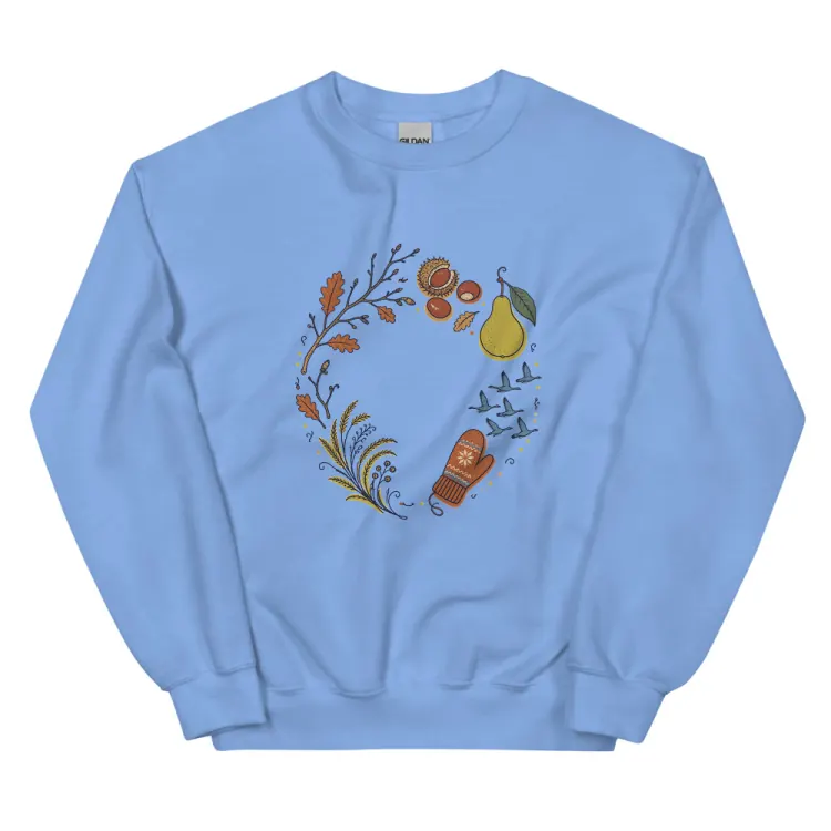 The November Crewneck in Carolina Blue.