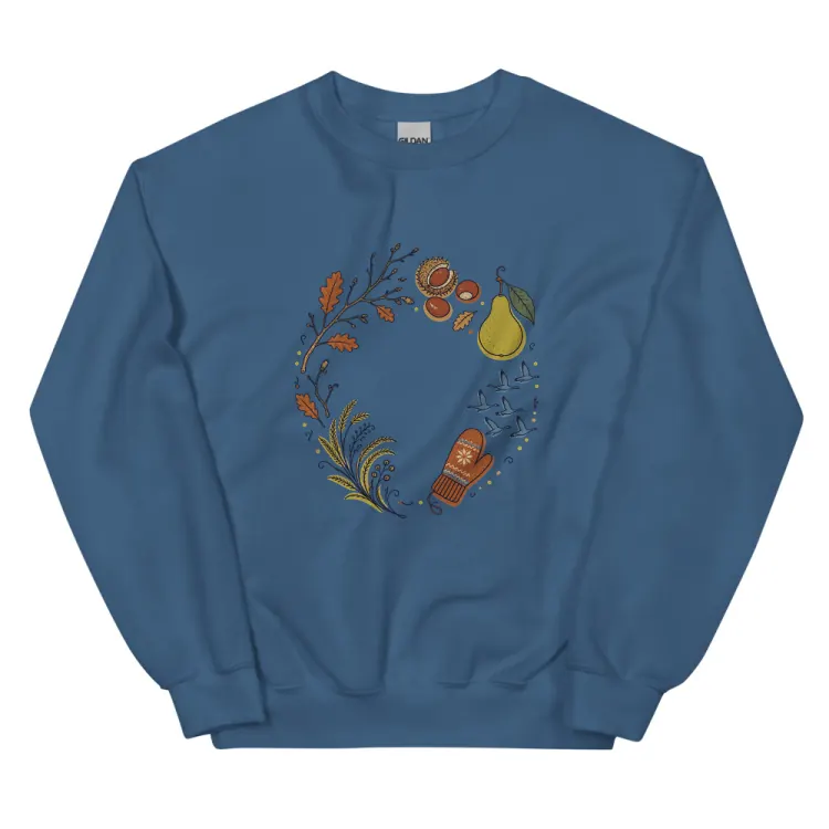The November Crewneck in Indigo Blue.