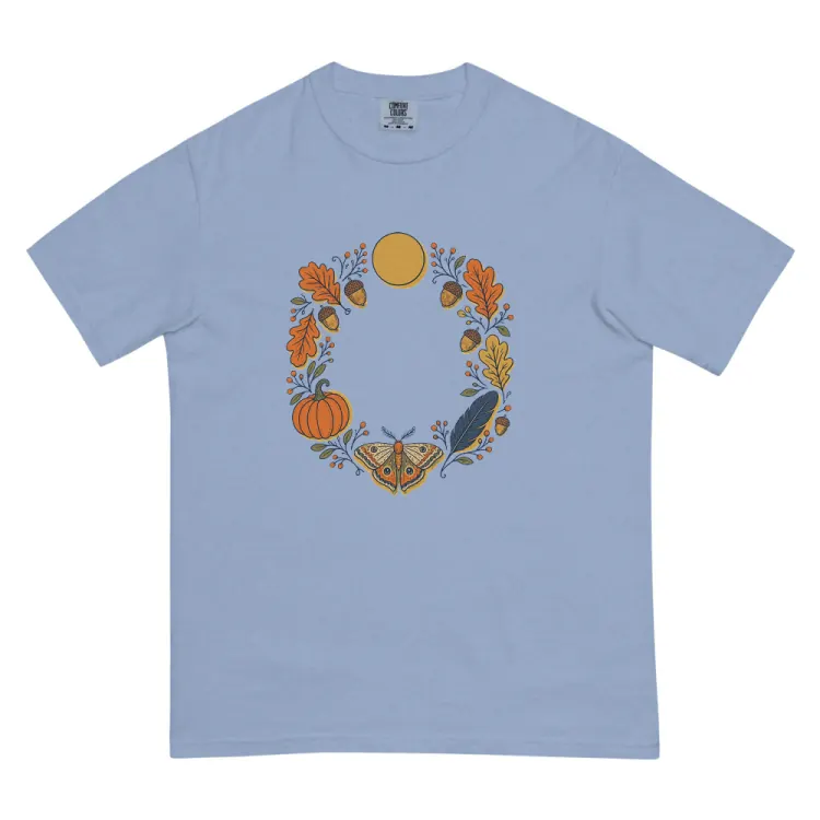 The October Tee in Washed Denim.