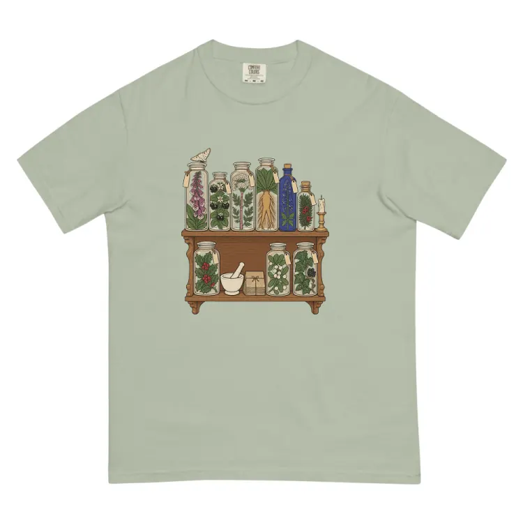 The Witchy Apothecary Shelf Tee in Bay.