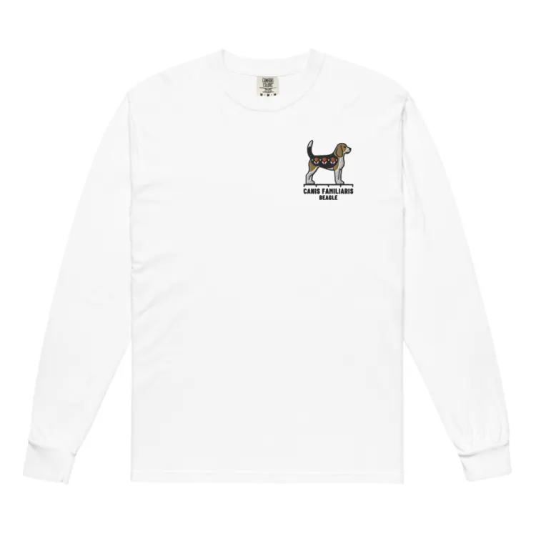 The Beagle Embroidered Long Sleeve in White.