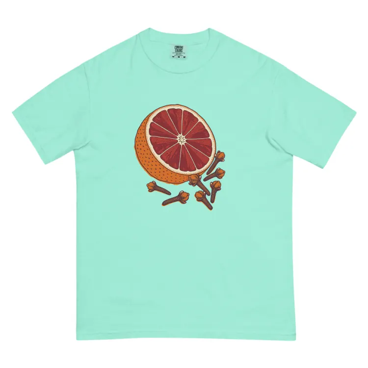 The Blood Orange & Clove Tee in Chalky Mint.