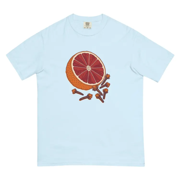 The Blood Orange & Clove Tee in Chambray.
