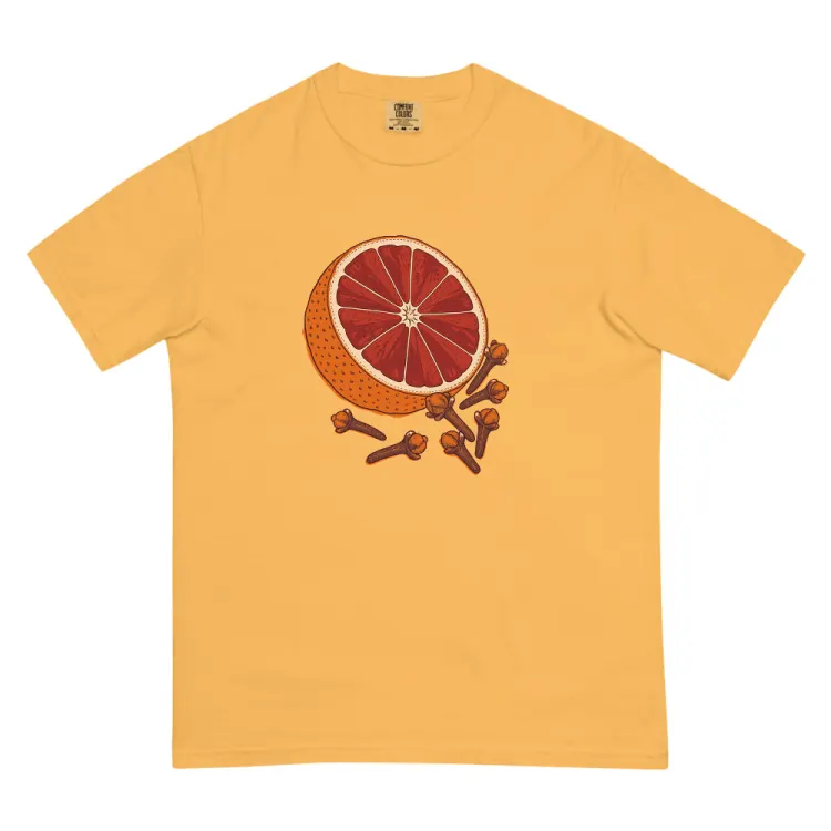 The Blood Orange & Clove Tee in Mustard.