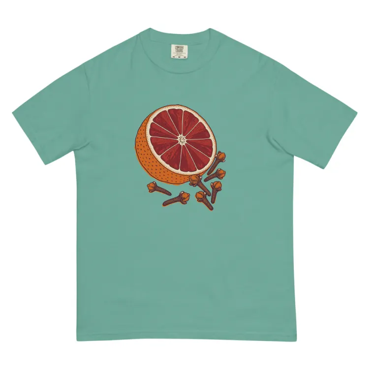 The Blood Orange & Clove Tee in Seafoam.
