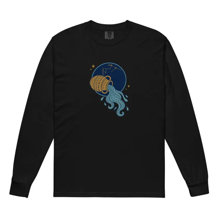 The Born Under Aquarius Long Sleeve in Black.