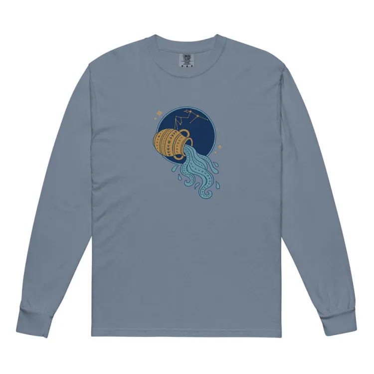 The Born Under Aquarius Long Sleeve in Blue Jean.