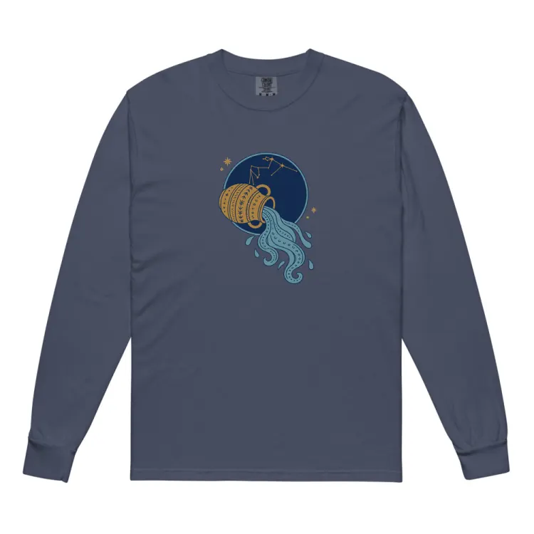 The Born Under Aquarius Long Sleeve in Navy.