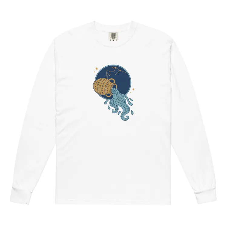 The Born Under Aquarius Long Sleeve in White.