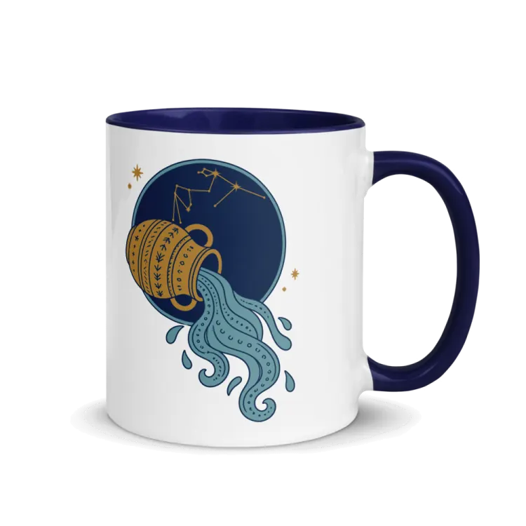 The Born Under Aquarius Mug in Dark Blue inside.