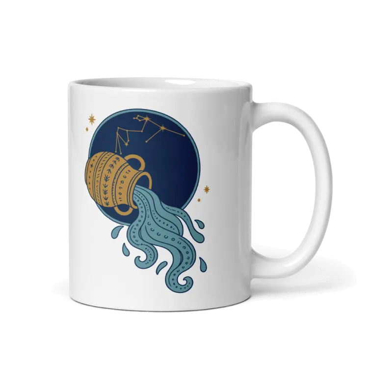 The Born Under Aquarius Mug in White.
