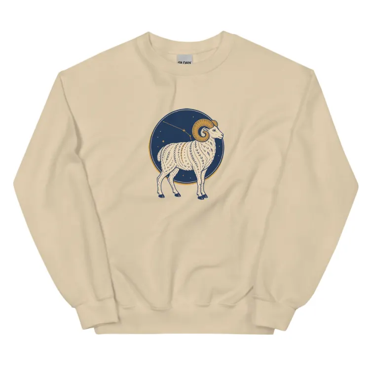 The Born Under Aries Crewneck in Sand.