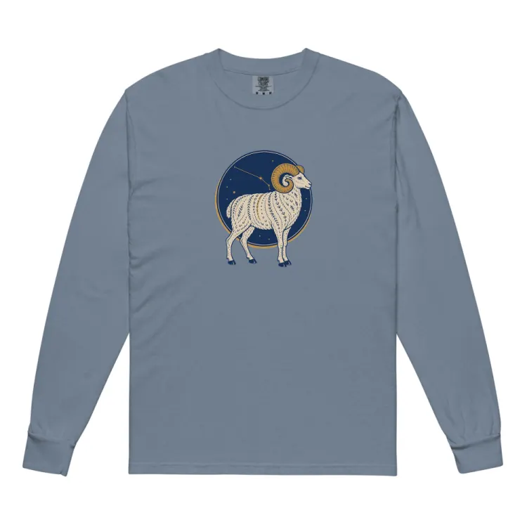 The Born Under Aries Long Sleeve in Blue Jean.