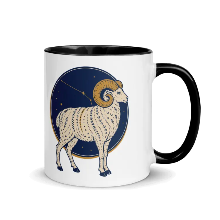 The Born Under Aries Mug in Black inside.