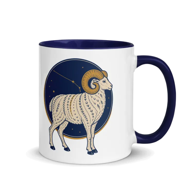 The Born Under Aries Mug in Dark Blue inside.