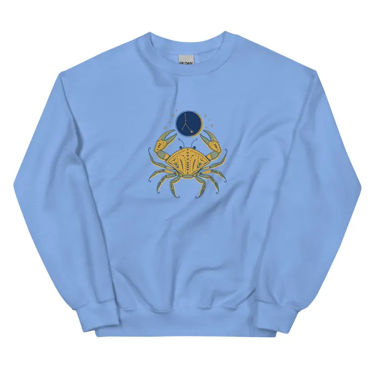 The Born Under Cancer Crewneck in Carolina Blue.