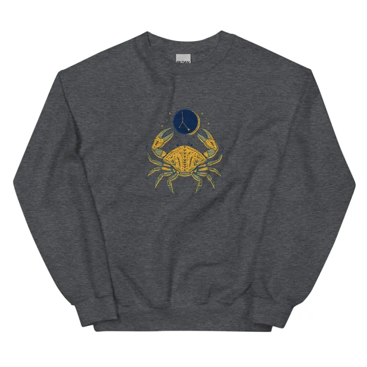 The Born Under Cancer Crewneck in Dark Heather.