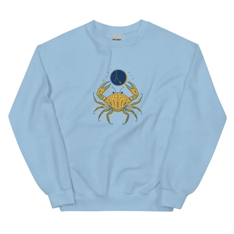 The Born Under Cancer Crewneck in Light Blue.