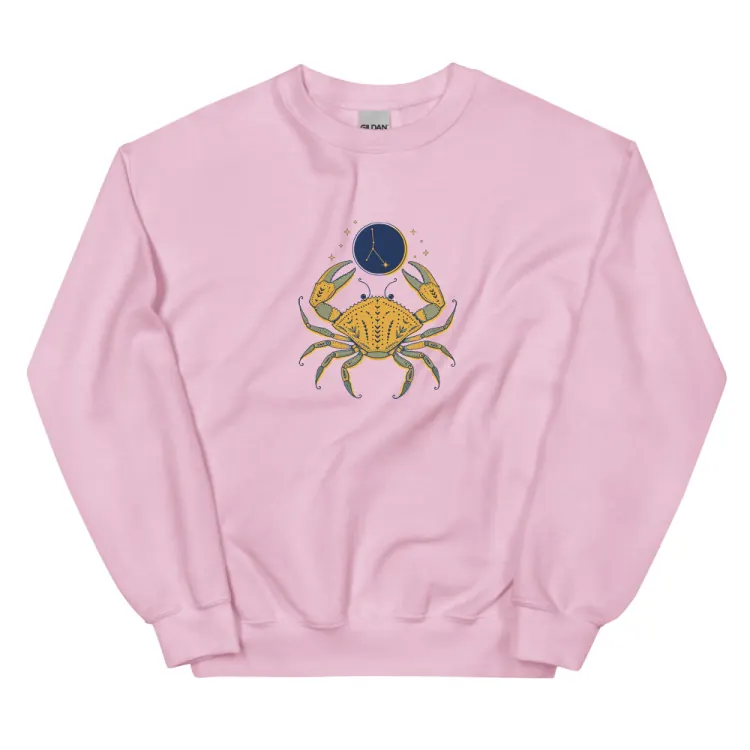 The Born Under Cancer Crewneck in Light Pink.