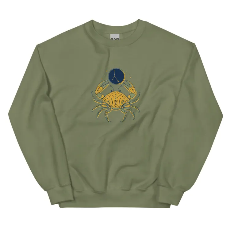 The Born Under Cancer Crewneck in Military Green.