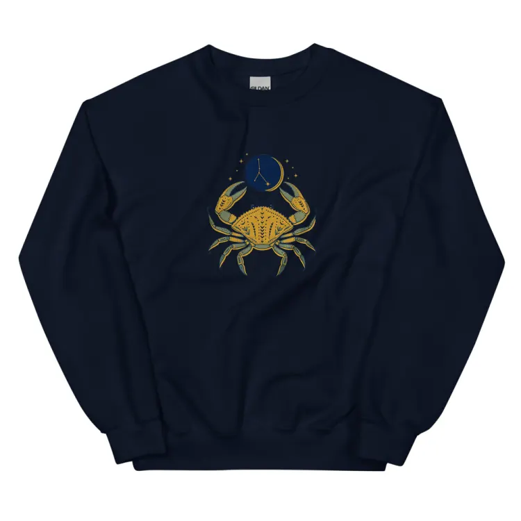 The Born Under Cancer Crewneck in Navy.