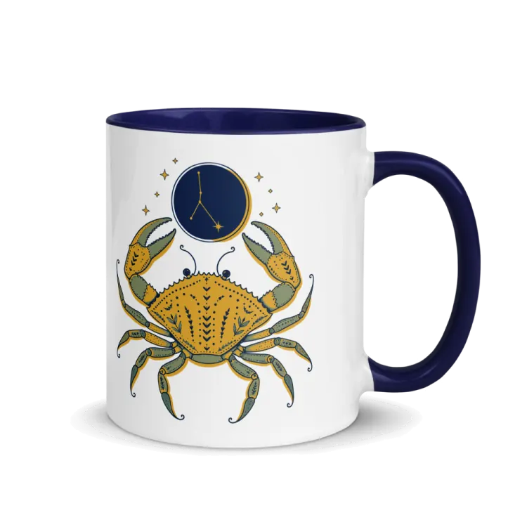 The Born Under Cancer Mug in Dark Blue inside.