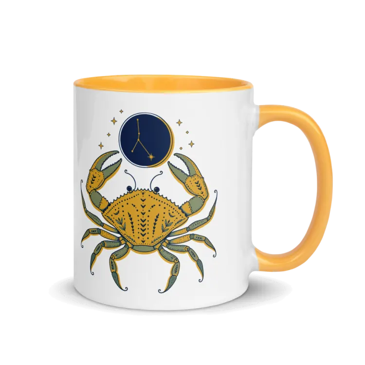 The Born Under Cancer Mug in Golden Yellow inside.