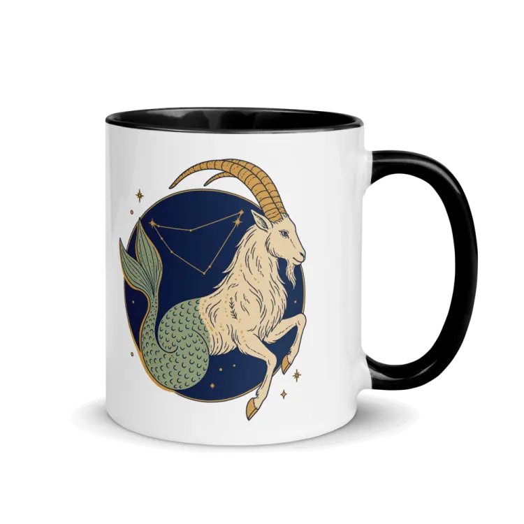The Born Under Capricorn Mug in Black inside.