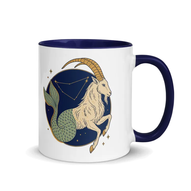 The Born Under Capricorn Mug in Dark Blue inside.