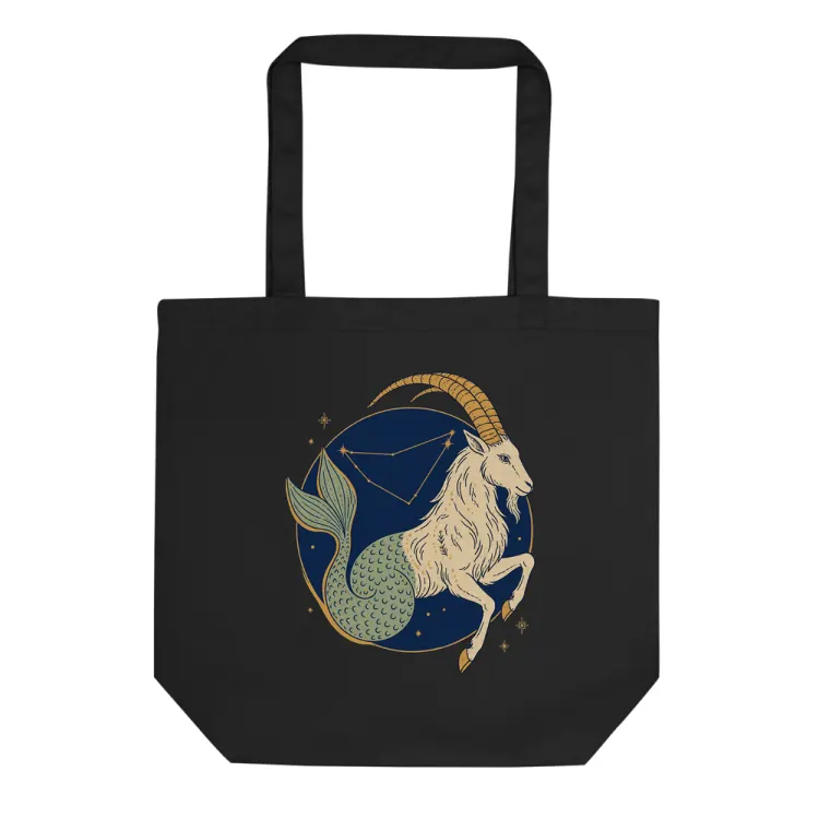 The Born Under Capricorn Tote in Black.