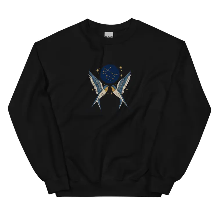 The Born Under Gemini Crewneck in Black.