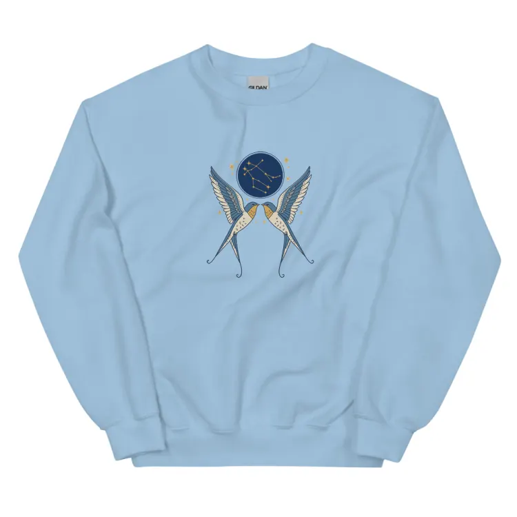 The Born Under Gemini Crewneck in Light Blue.