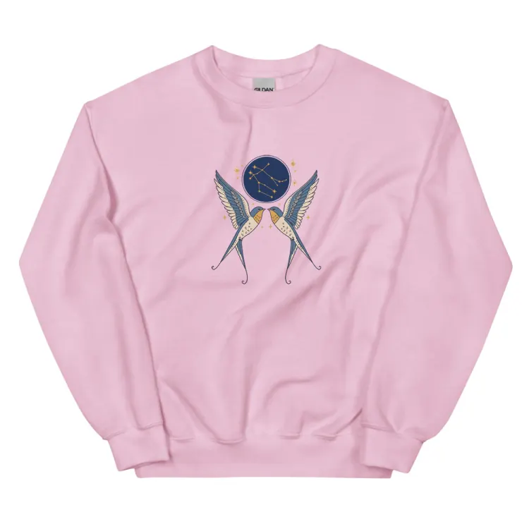 The Born Under Gemini Crewneck in Light Pink.