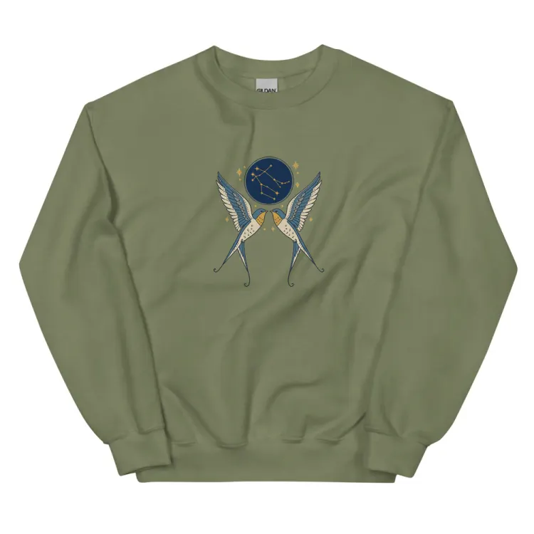 The Born Under Gemini Crewneck in Military Green.