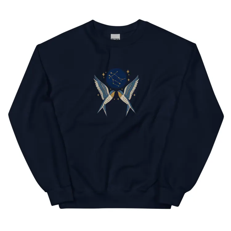 The Born Under Gemini Crewneck in Navy.