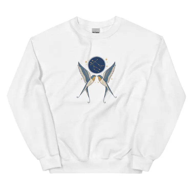 The Born Under Gemini Crewneck in White.
