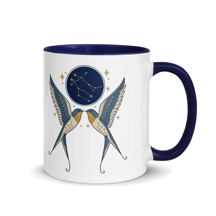 The Born Under Gemini Mug in Dark Blue inside.