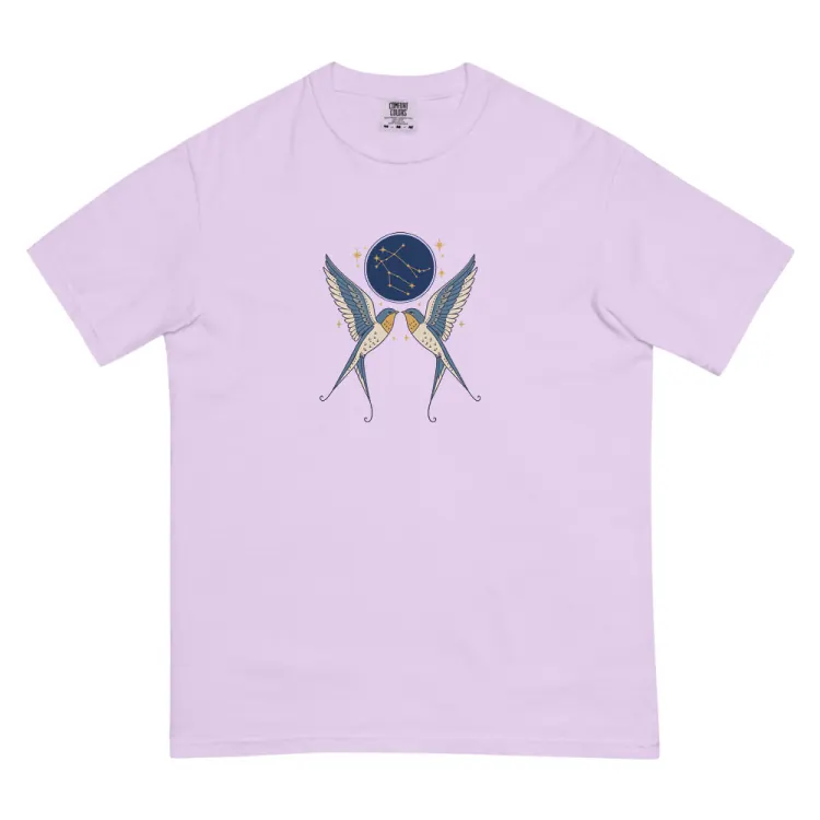 The Born Under Gemini Tee in Orchid.