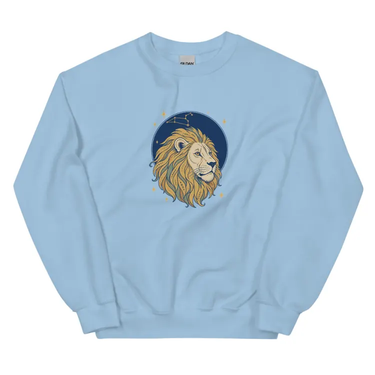 The Born Under Leo Crewneck in Light Blue.