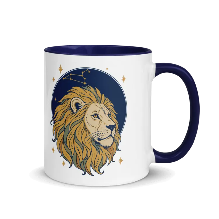 The Born Under Leo Mug in Dark Blue inside.