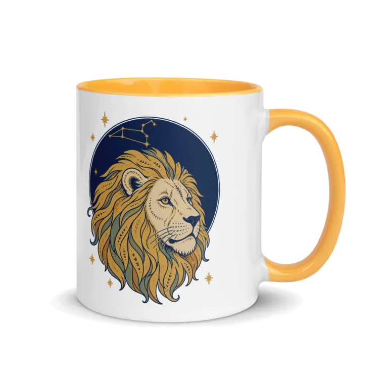 The Born Under Leo Mug in Golden Yellow inside.