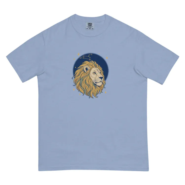 The Born Under Leo Tee in Washed Denim.