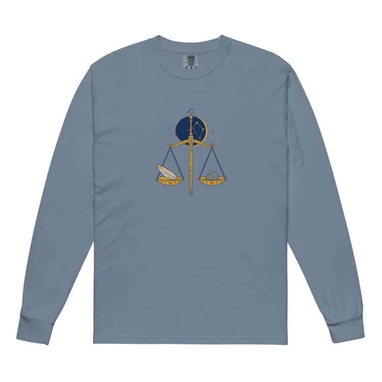 The Born Under Libra Long Sleeve in Blue Jean.