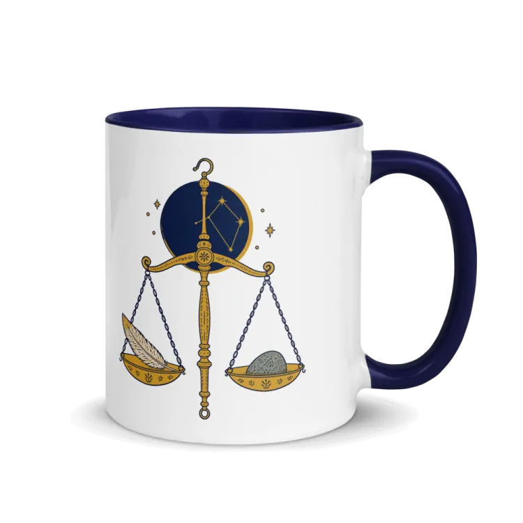 The Born Under Libra Mug in Dark Blue inside.