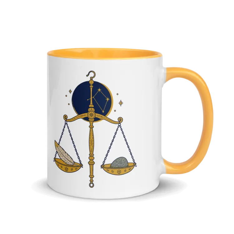The Born Under Libra Mug in Golden Yellow inside.