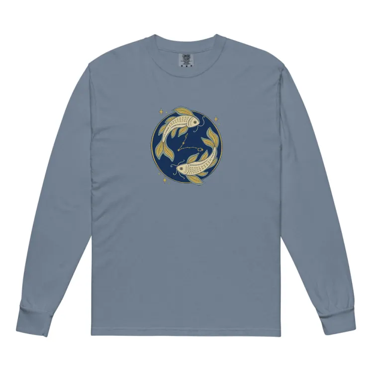 The Born Under Pisces Long Sleeve in Blue Jean.
