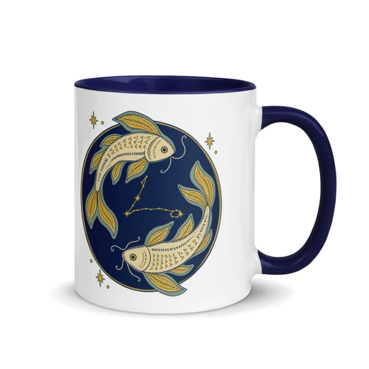 The Born Under Pisces Mug in Dark Blue inside.