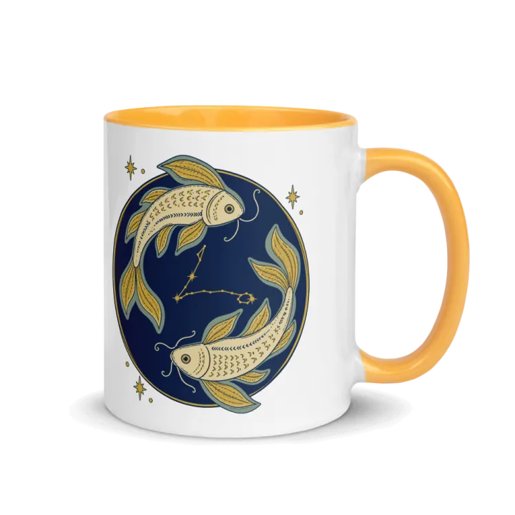 The Born Under Pisces Mug in Golden Yellow inside.
