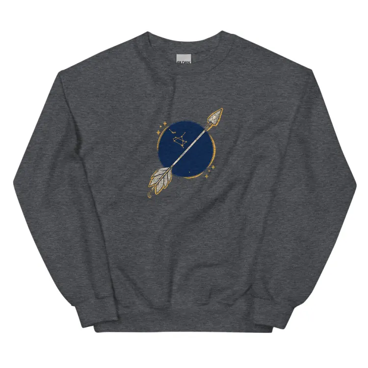 The Born Under Sagittarius Crewneck in Dark Heather.