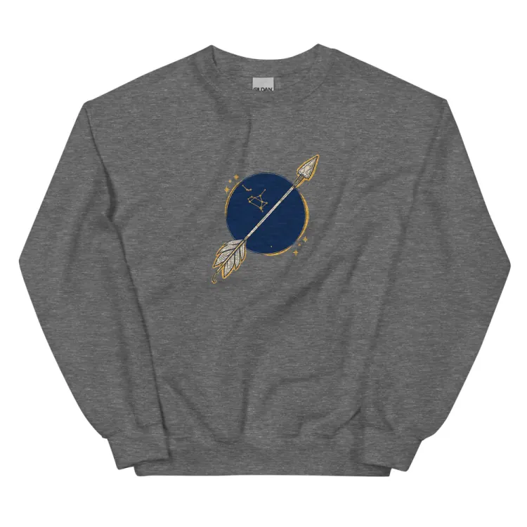 The Born Under Sagittarius Crewneck in Graphite Heather.